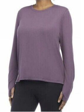 Danskin New Women's Ultimate Rib Long Sleeve Tee Activewear Purple Top Size S/P